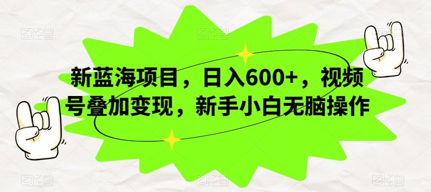 新蓝海项目，日入600+，视频号叠加变现，新手小白无脑操作【揭秘】-情久项目网