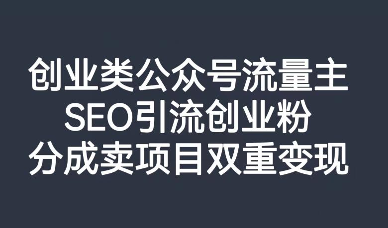 创业类公众号流量主，SEO引流创业粉，分成卖项目双重变现【揭秘】-情久项目网