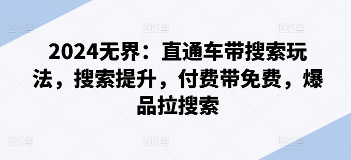 2024无界：直通车带搜索玩法，搜索提升，付费带免费，爆品拉搜索-情久项目网