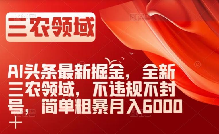 AI头条最新掘金，全新三农领域，不违规不封号，简单粗暴月入6000＋【揭秘】-情久项目网