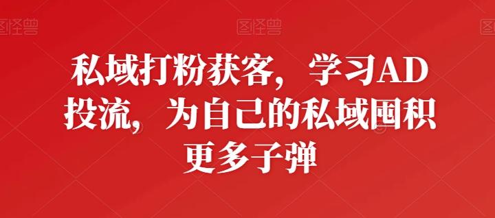 私域打粉获客，学习AD投流，为自己的私域囤积更多子弹-情久项目网