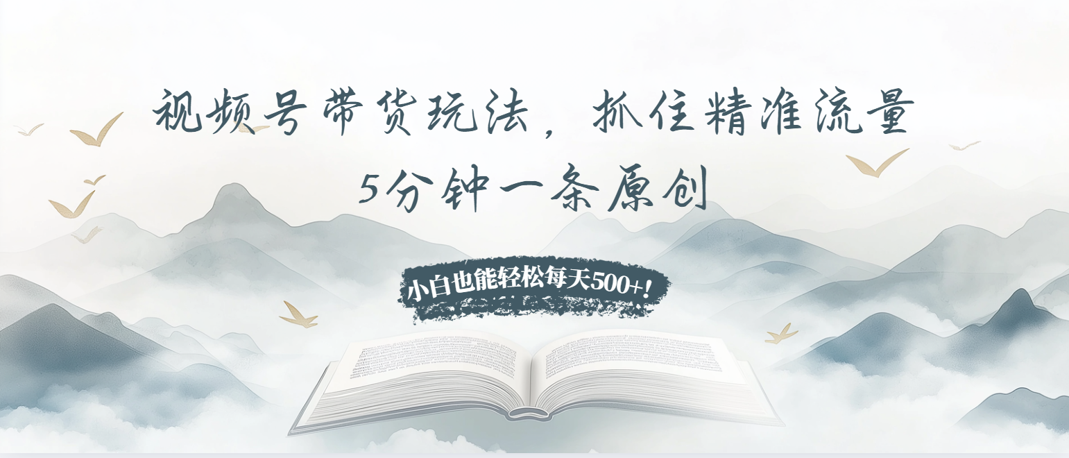 视频号带货玩法，抓住精准流量，5分钟一条原创，小白也能轻松每天500+！-情久项目网