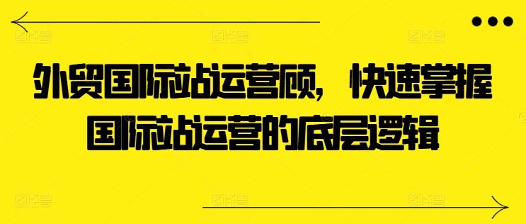 外贸国际站运营顾问，快速掌握国际站运营的底层逻辑-情久项目网