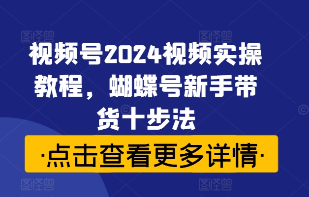 视频号2024视频实操教程，蝴蝶号新手带货十步法-情久项目网