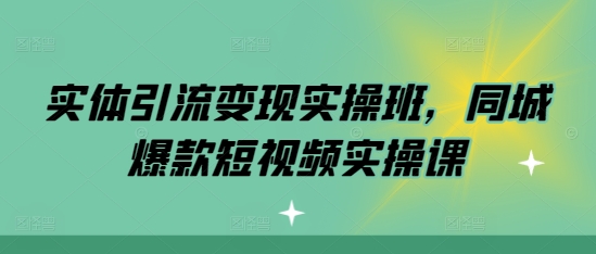 实体引流变现实操班，同城爆款短视频实操课-情久项目网