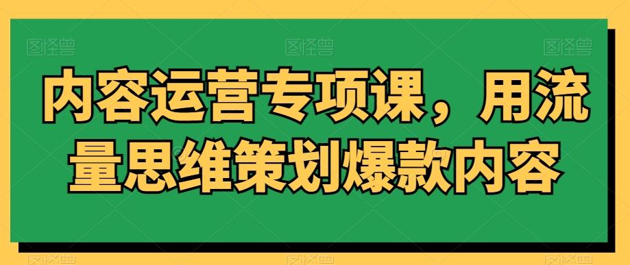 内容运营专项课，用流量思维策划爆款内容-情久项目网