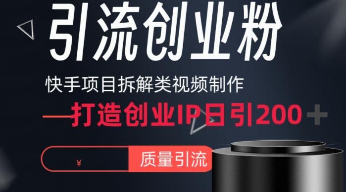 快手项目拆解类视频详细制作流程打造个人IP，单日引流200+高质量创业粉【揭秘】-情久项目网