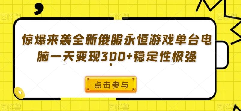 惊爆来袭全新俄服永恒游戏单台电脑一天变现300+稳定性极强-情久项目网