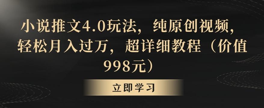 小说推文4.0玩法，纯原创视频，轻松月入过万，超详细教程(价值998元)【揭秘】-情久项目网