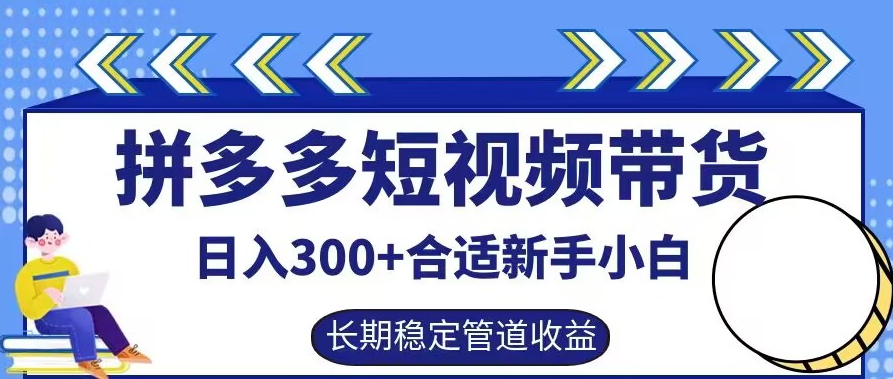 拼多多短视频带货日入300+有长期稳定被动收益，合适新手小白【揭秘】-情久项目网