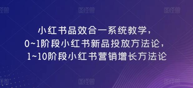 小红书品效合一系统教学，​0~1阶段小红书新品投放方法论，​1~10阶段小红书营销增长方法论-情久项目网