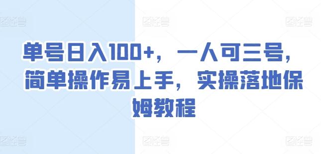 单号日入100+，一人可三号，简单操作易上手，实操落地保姆教程【揭秘】-情久项目网