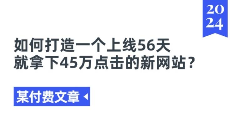 某付费文章《如何打造一个上线56天就拿下45万点击的新网站?》-情久项目网