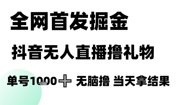 全网首发掘金抖音无人直播撸礼物，单号1k +无脑撸，当天拿结果【揭秘】-情久项目网