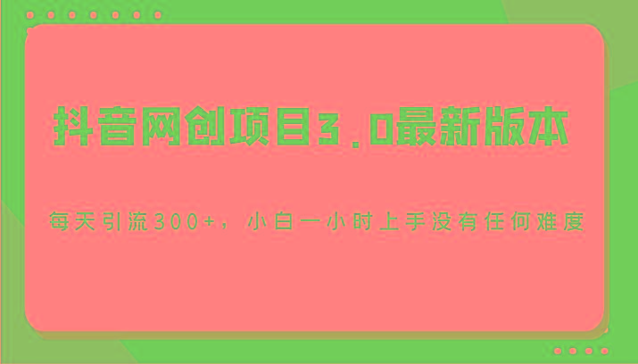 抖音网创项目3.0最新版本,每天引流300+,小白一小时上手没有任何难度-情久项目网