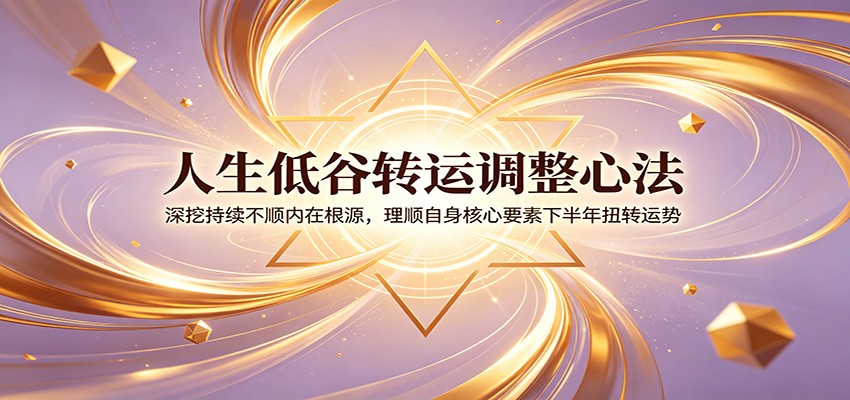 人生低谷转运调整心法：深挖持续不顺内在根源，理顺自身核心要素下半年扭转运势-情久项目网