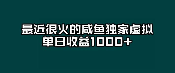 最近很火的咸鱼独家虚拟，单日收益1000+-情久项目网
