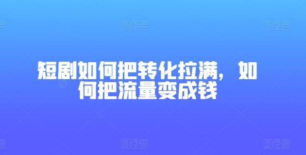 短剧如何把转化拉满，如何把流量变成钱-情久项目网