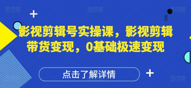 影视剪辑号实操课，影视剪辑带货变现，0基础极速变现-情久项目网