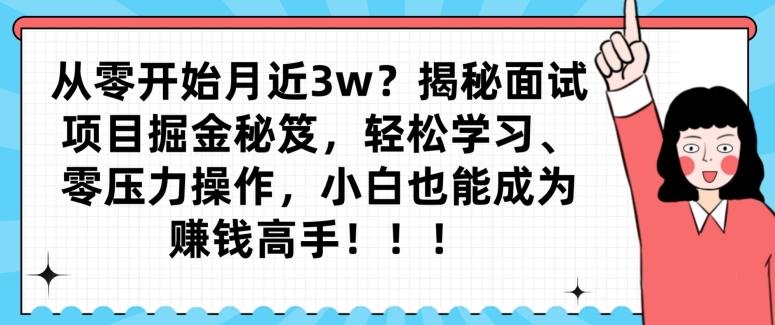 从零开始月近3w？揭秘面试项目掘金秘笈，轻松学习、零压力操作，小白也能成为赚钱高手-情久项目网