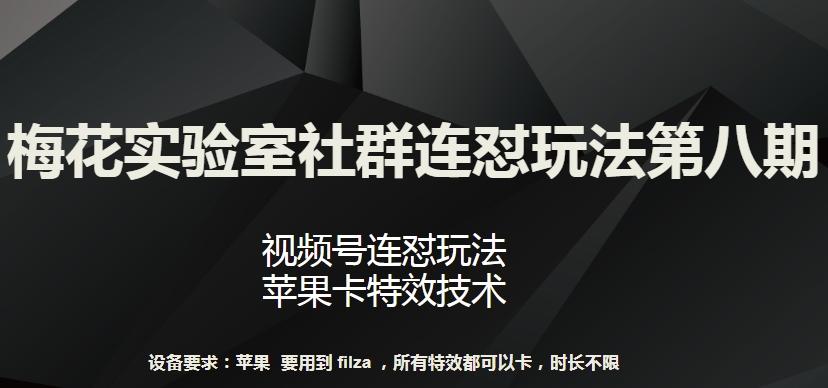 梅花实验室社群连怼玩法第八期，视频号连怼玩法 苹果卡特效技术【揭秘】-情久项目网