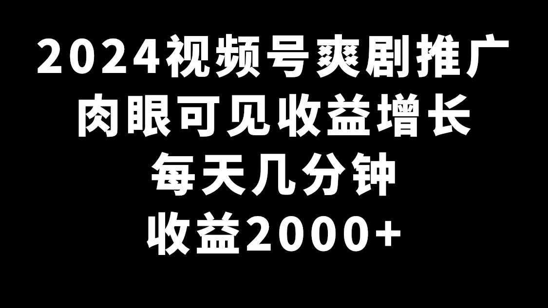 2024视频号爽剧推广，肉眼可见的收益增长，每天几分钟收益2000+-情久项目网