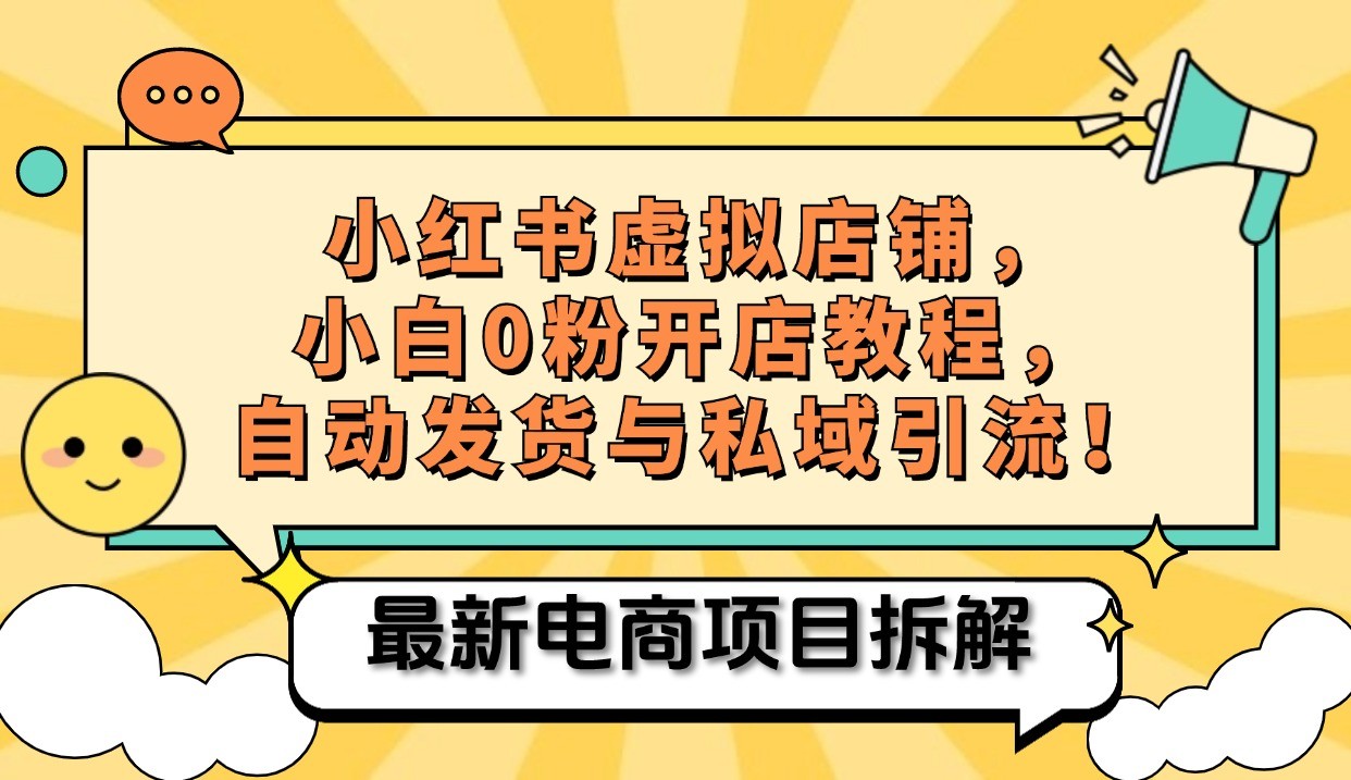 小红书电商，小白虚拟类目店铺教程，被动收益+私域引流-情久项目网