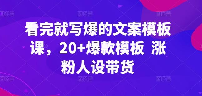 看完就写爆的文案模板课，20+爆款模板  涨粉人设带货-情久项目网