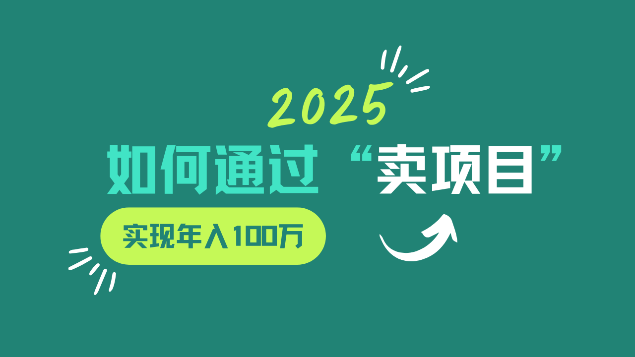 2025年如何通过“卖项目”实现年入100w-情久项目网