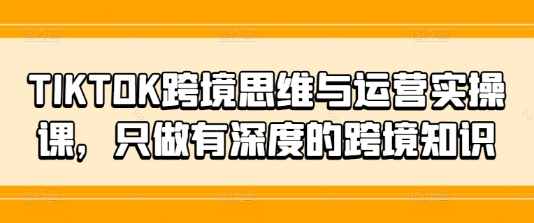 TIKTOK跨境思维与运营实操课，只做有深度的跨境知识-情久项目网