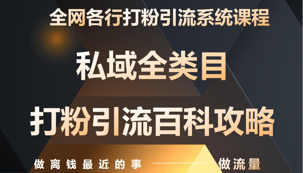 月入9万：全网唯一私域打粉引流神课，零基础手把手带你引流变现-情久项目网