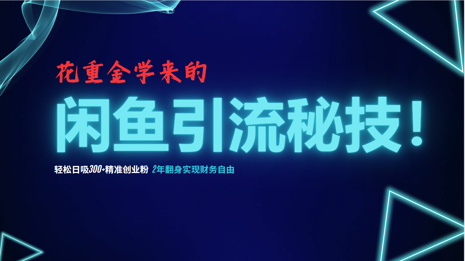 花重金学来的闲鱼引流秘技！轻松日吸300+精准创业粉，每天躺赚5000+，2...-情久项目网