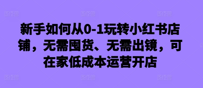 新手如何从0-1玩转小红书店铺，无需囤货、无需出镜，可在家低成本运营开店-情久项目网
