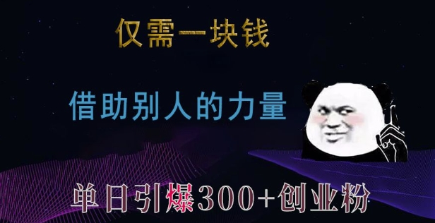 仅需一块钱，借助别人的力量，单日引爆300+创业粉、兼职粉【揭秘】-情久项目网
