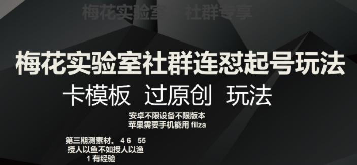 梅花实验室社群连怼起号玩法，卡模板过原创玩法【揭秘】-情久项目网