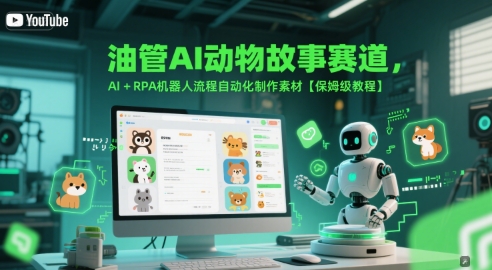 油管AI动物故事赛道，AI+RPA机器人流程自动化制作素材【保姆级教程】-情久项目网