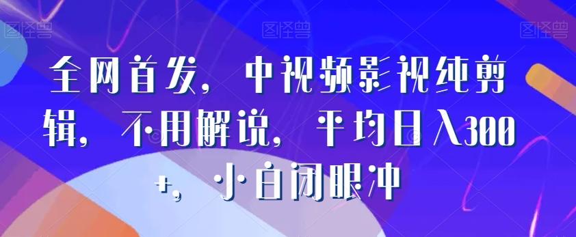 全网首发，中视频影视纯剪辑，不用解说，平均日入300+，小白闭眼冲-情久项目网