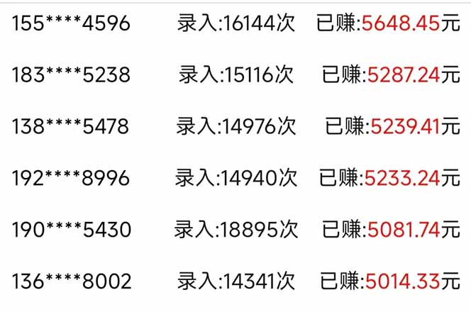 信息录入，几秒一单，只需一部手机，小白轻松上手，日入500＋-情久项目网