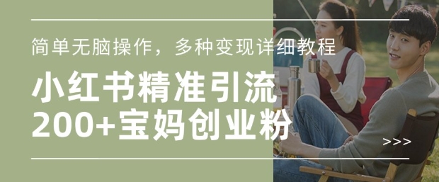 小红书混剪日引200+宝妈创业粉，简单无脑操作，多种变现详细教程-情久项目网