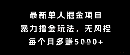 最新单人掘金项目，暴力撸金玩法，无风控，每个月多挣5k+【揭秘】-情久项目网