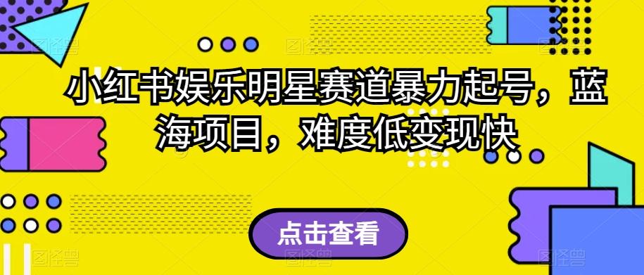 小红书娱乐明星赛道暴力起号，蓝海项目，难度低变现快【揭秘】-情久项目网