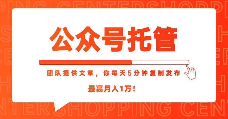 【公众号托管 】我提供文章，你每天５分钟复制发布，最高月入1W-情久项目网