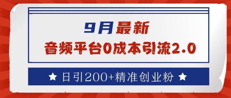 9月最新：音频平台0成本引流，日引200+精准创业粉【揭秘】-情久项目网