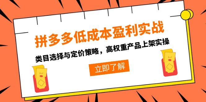 拼多多低成本盈利实战，类目选择与定价策略，高权重产品上架实操-情久项目网