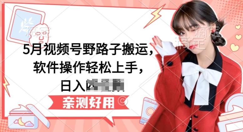 5月视频号野路子搬运，软件操作轻松上手，日入三位数【揭秘】-情久项目网
