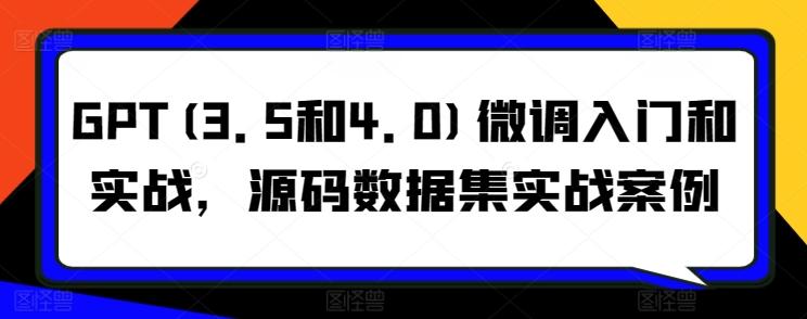 GPT(3.5和4.0)微调入门和实战,源码数据集实战案例