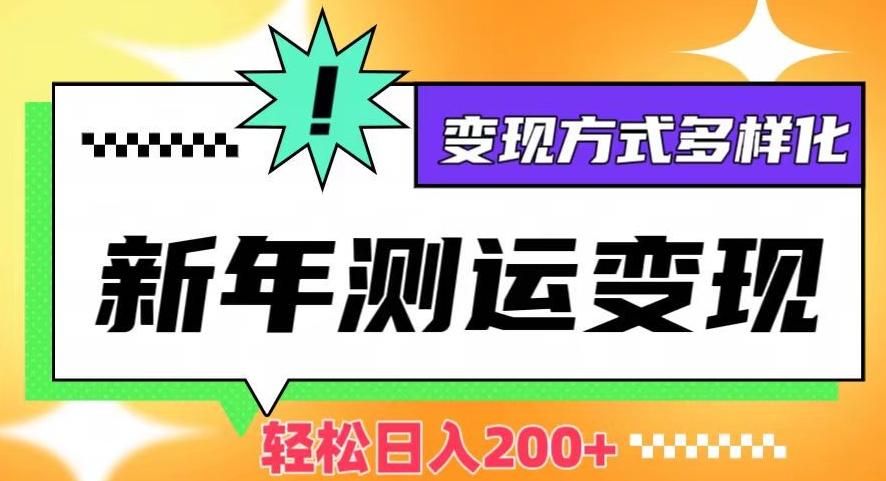 新年运势测试变现，日入200+，几分钟一条作品，变现方式多样化【揭秘】-情久项目网