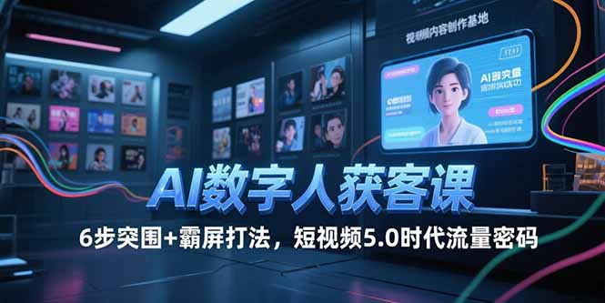 AI数字人获客课，6步突围+霸屏打法，短视频5.0时代流量密码-情久项目网