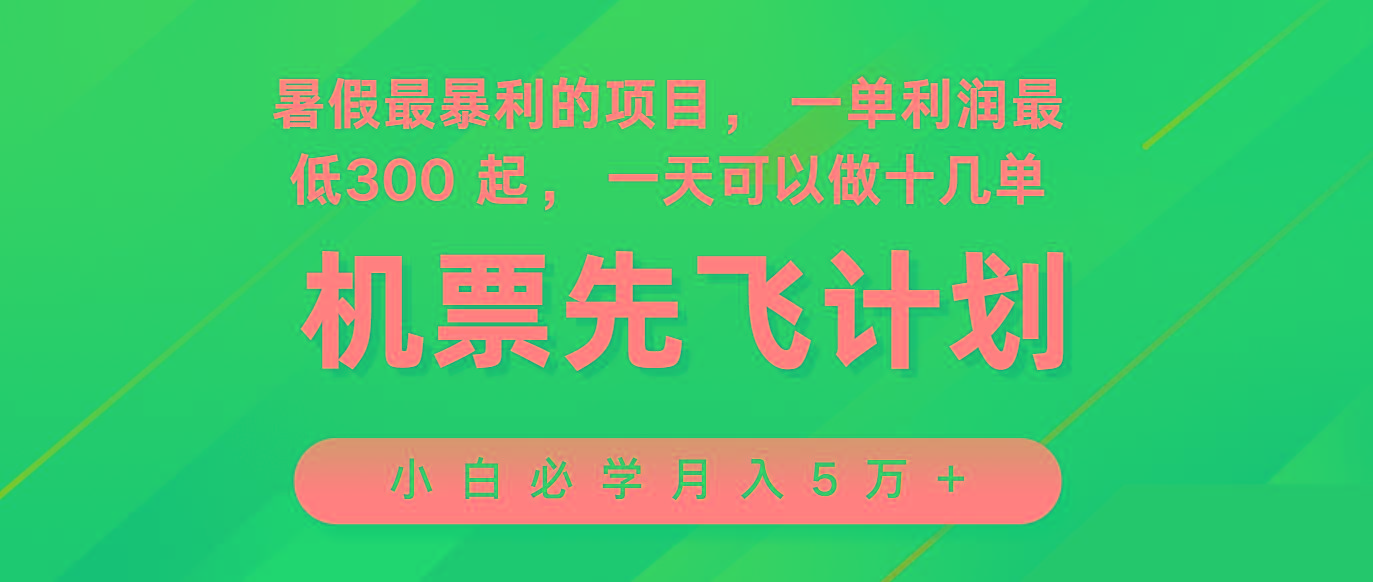 2024暑假最赚钱的项目，市场很大，一单利润300+，每天可批量操作-情久项目网
