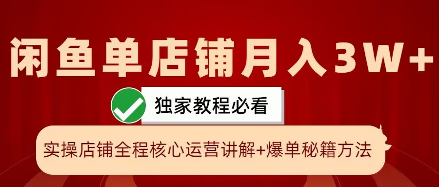 闲鱼单店铺月入3W+实操展示，爆单核心秘籍，一学就会【揭秘】-情久项目网